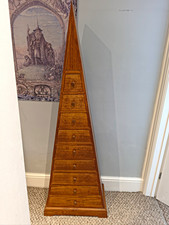 vintage oak pyramid-shaped chest of drawers,