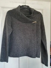 ADRIENNE VITTADINI Womens Wrap Style Cardigan Size M/12 Grey Wool Blend L22" Vgc