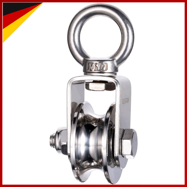 Umlenkrolle Edelstahl 10Mm Seil 500Kg Tragkraft Mit 2 Kugellagern Schwenkrolle-image