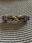 REDUCED! David  Yurman Double Cable X Amethyst Silver 14K Gold  Bar Pin-STUNNING — photo 1