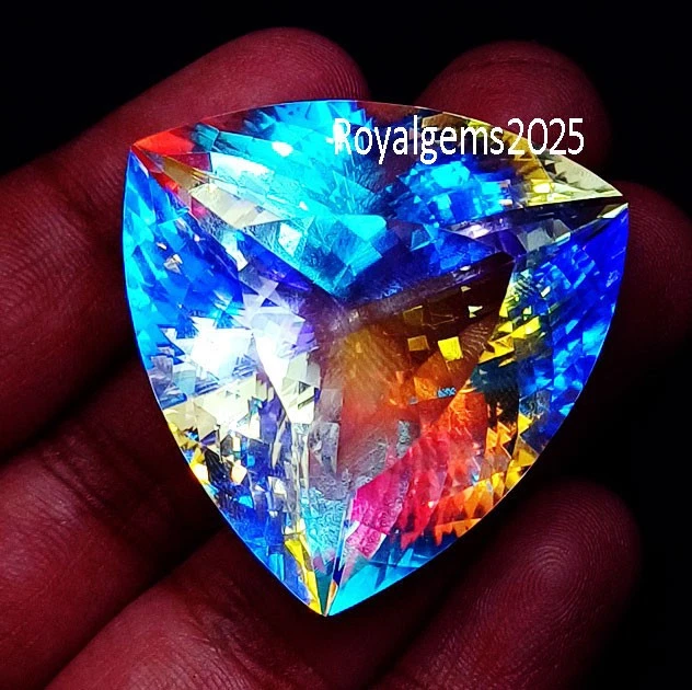 112.90 Ct Certified Mystic Quartz In Rainbow Color Loose Gemstone Trillion Shape - Image 2 of 4