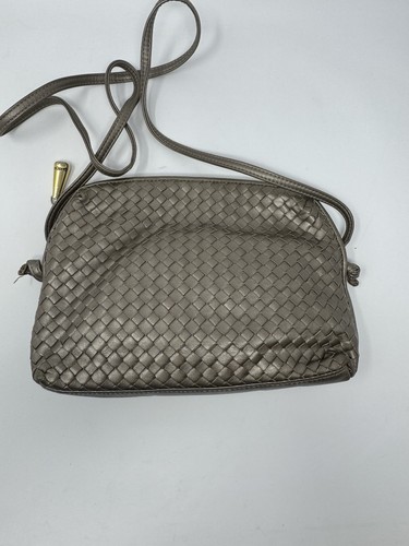 Vintage Ganson Metallic Gold Tan Woven Leather Crossbody Bag - Picture 5 of 17