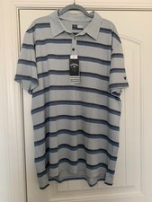 Callaway NEW Shirt Men XL Gray Blue Stripe Polo Opti Dri Short Sleeve NWT