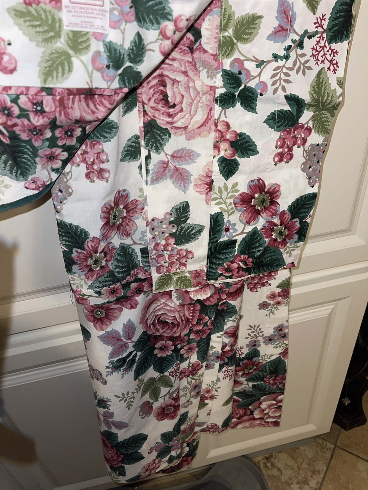 3 Piece Waverly Fieldcrest Floral Grapes Pocket Curtain 2 Pair 40”x84” Lined