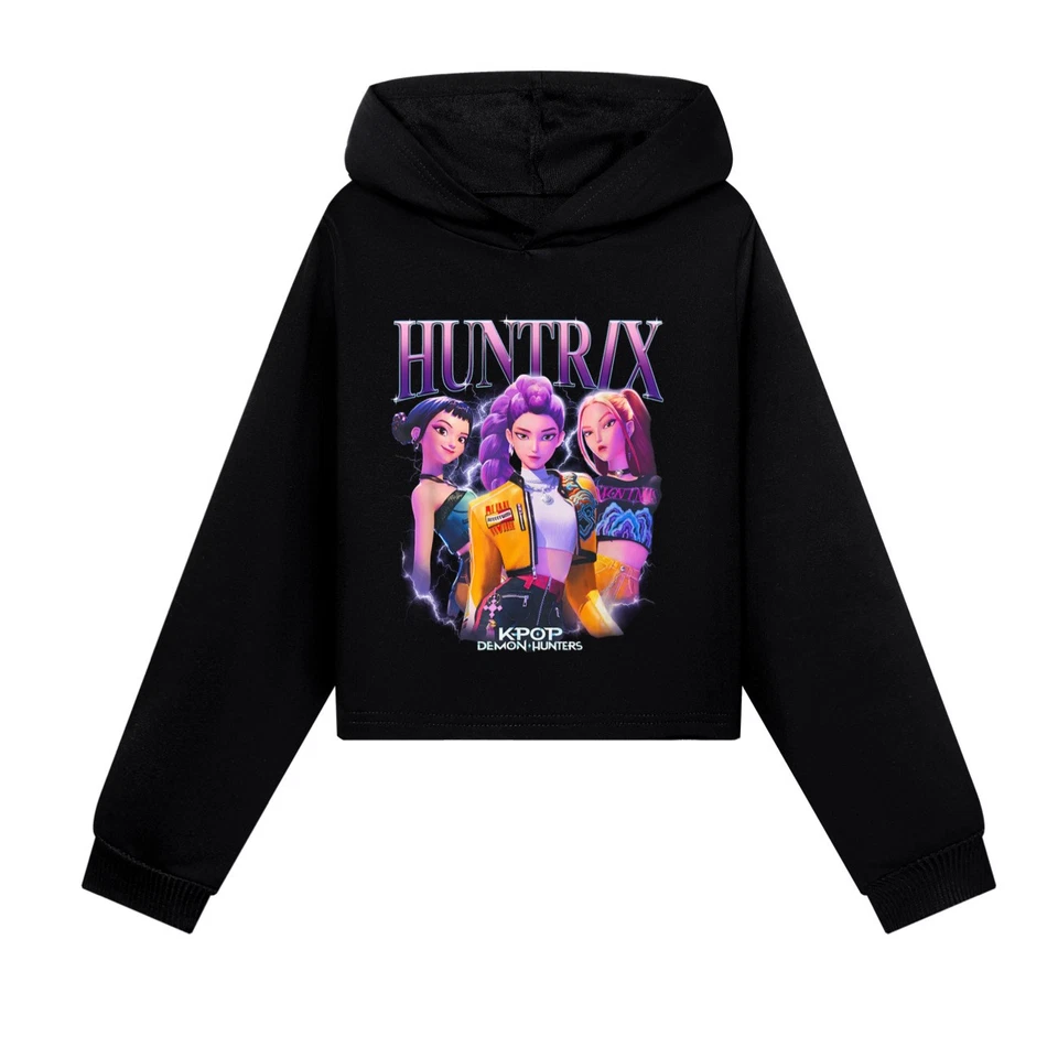 Girls KPOP Devil Hunters Hoodie Kids HUNTRO Hoody Sweatshirt Pullover Jumper Top - Image 4 of 4
