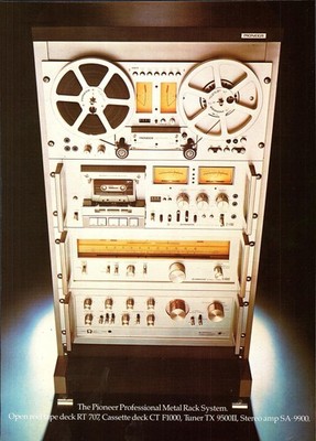 Original 70er Jahre Werbung für PIONEER Profi Metallregal Soundsystem Printwerbung
