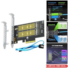 M.2 PCIe Adapter NVMe SATA SSD B M Key 2-in-1 Converter PCI Express X4 Card