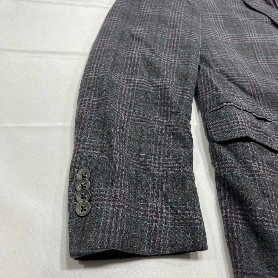Jack Victor Men's 100% Wool 2-Button Blazer Muir SPJ Gray Purple Plaid • 40 R - Image 2 of 4