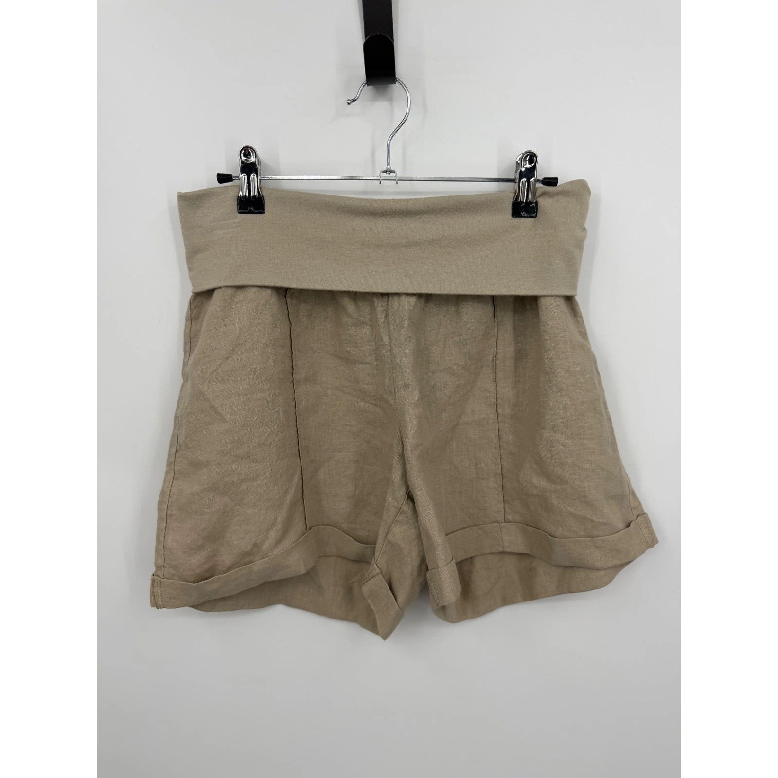 Fresh Laundry Linen foldover Cuffed Waistband Shorts sz M oatmeal Relaxed
Opens in a new window or t