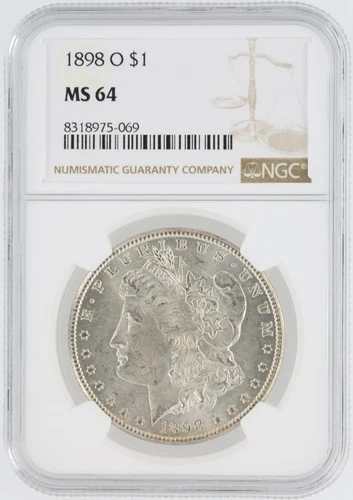 1898-O  Morgan Dollar NGC MS64 New Orleans Minted Silver Dollar Cracked holder