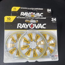 Rayovac Size 10 Hearing Aid Batteries 24 Count Each Lot of 2 Packs