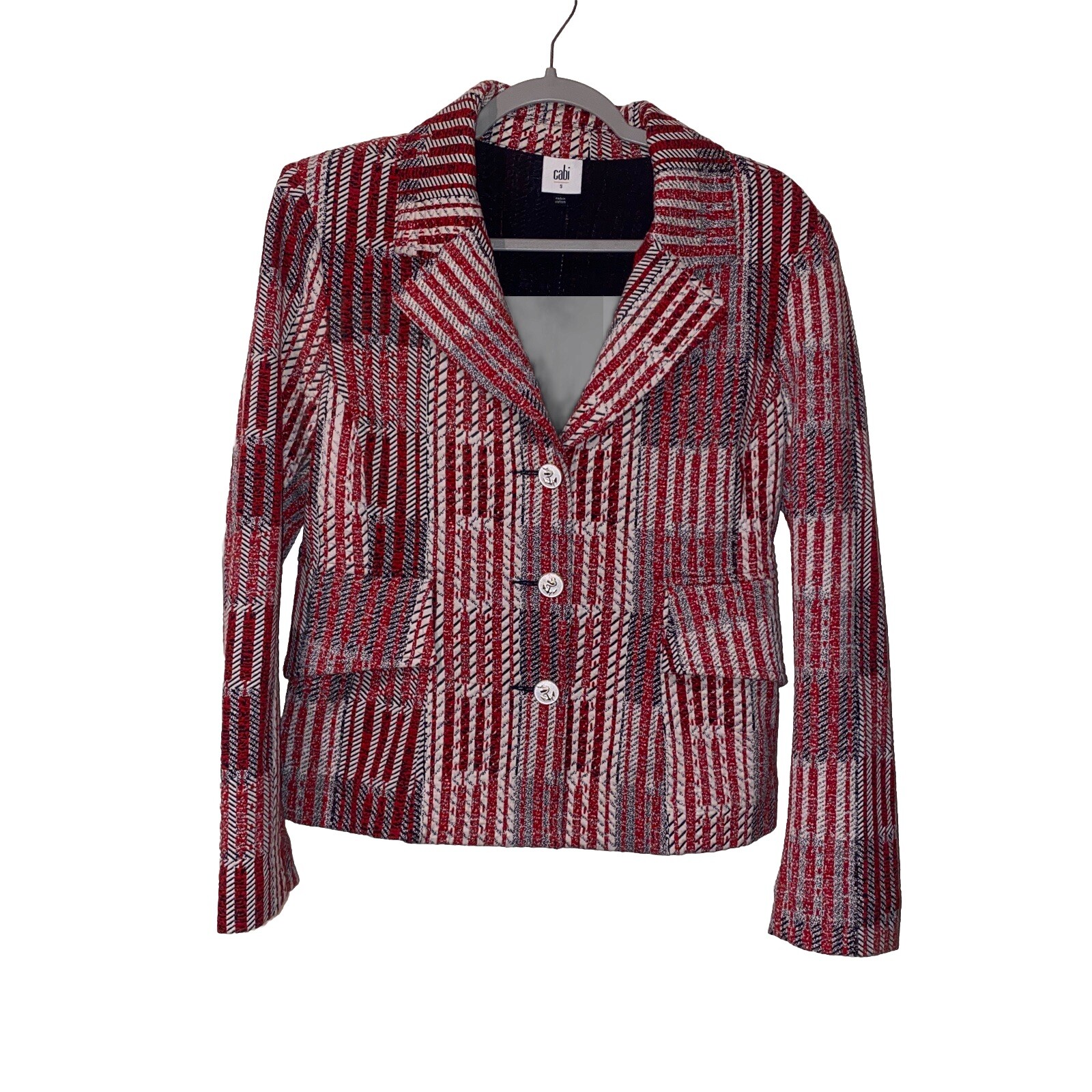 Cabi Small Patchwork Nautical BlazerRed White Nav… - image 5