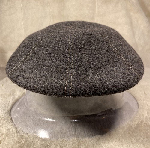 New Men’s Wool 8-Panel Cabbie Newsboy Cap Hat Gray Medium - Picture 2 of 5