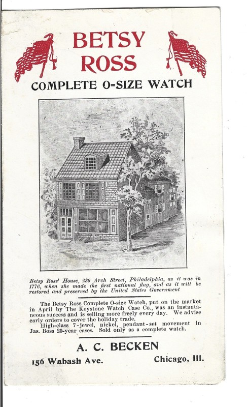Betsy Ross 0-Size Watch by Keystone Watch Case Co. Sales Brochure