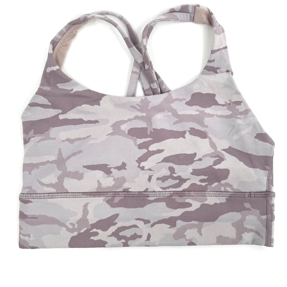 Sujetador LULULEMON 6 Energy para mujer línea larga acanalado copa B/C incógnito camuflaje lavanda Foto 2 de 4