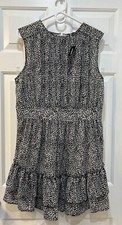 NWT EXPRESS Tiered Chiffon Dress Sz L  Festive Animal Print Sleeveless Frilly