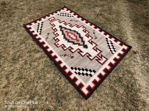 5x8 Wool Navajo Rug Southwest Pattern Housewarming Area Rug Native Wool Rug - Picture 7 of 10