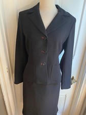 KASPER BLACK SKIRT SUIT-WHITE DOTS  RED TRIM-SIZE8-NWOT-PLEATED BOTTOM 