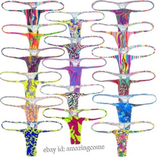 Men's Slim Pouch String Thong Underwear Mini Bikini Swim T-back Hip Hop Tangas