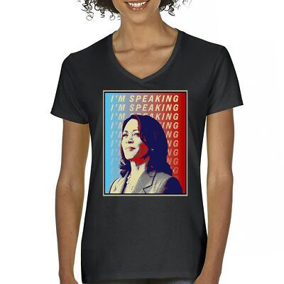 Kamala Harris I'm Speaking Women's V-Neck T-shirt Lets Win This President Tee