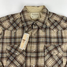 New Pendleton Mens High Grade Western Wear Wool Shirt Med Brown 70s RARE GRAIL