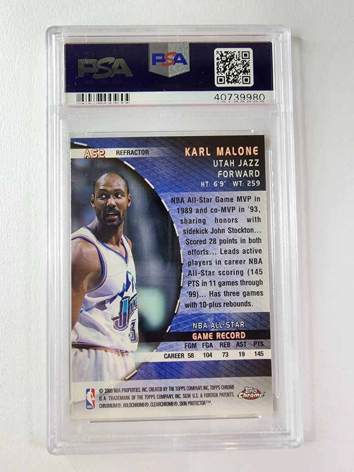 PSA 10 1999-00 Topps Chrome Karl Malone NBA All Stars Refractor #AS2 - image 2 of 2