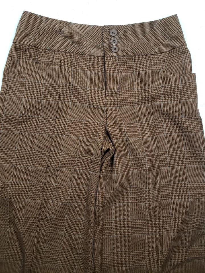 Pantalones de vestir George Capri pierna ancha marrón a cuadros niñas talla 14 Foto 3 de 4