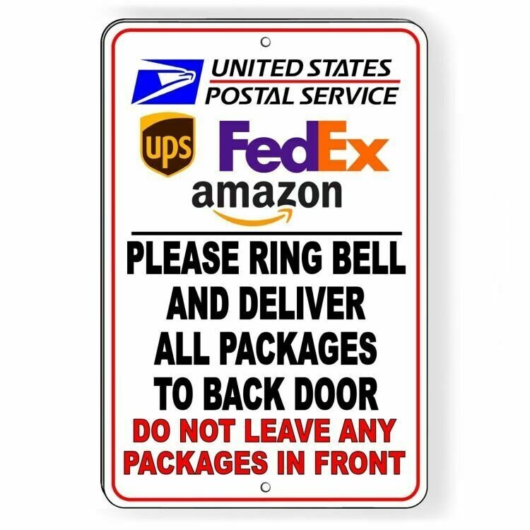 Ring Bell Deliver Package To Back Do Not Leave In Front Sign / Decal   /  Si133