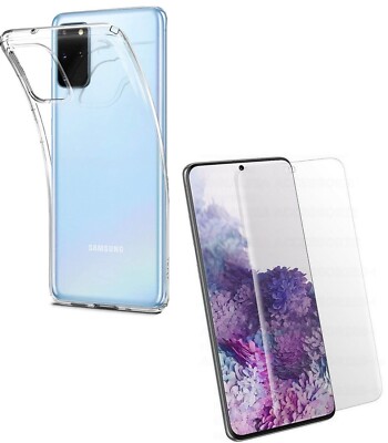 For SAMSUNG GALAXY S20 PLUS TEMPERED GLASS SCREEN PROTECTOR + CLEAR TPU CASE GEL