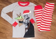 Hanna Andersson Sz 8 Star Wars Christmas Long John 2 Pc Pajamas The Child Yoda