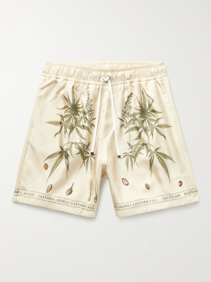 AMIRI Botanical Leaves Drawstring Silk Shorts Cream size 46 | eBay