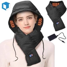 Electric Heated Scarf w/Hat Rechargable Portable Neck Heating Pad for Men Women