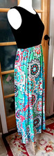 Classic Retro Maxi Floral Dress Multi Color Sleeveless Pockets Sz L Comfort NWT
