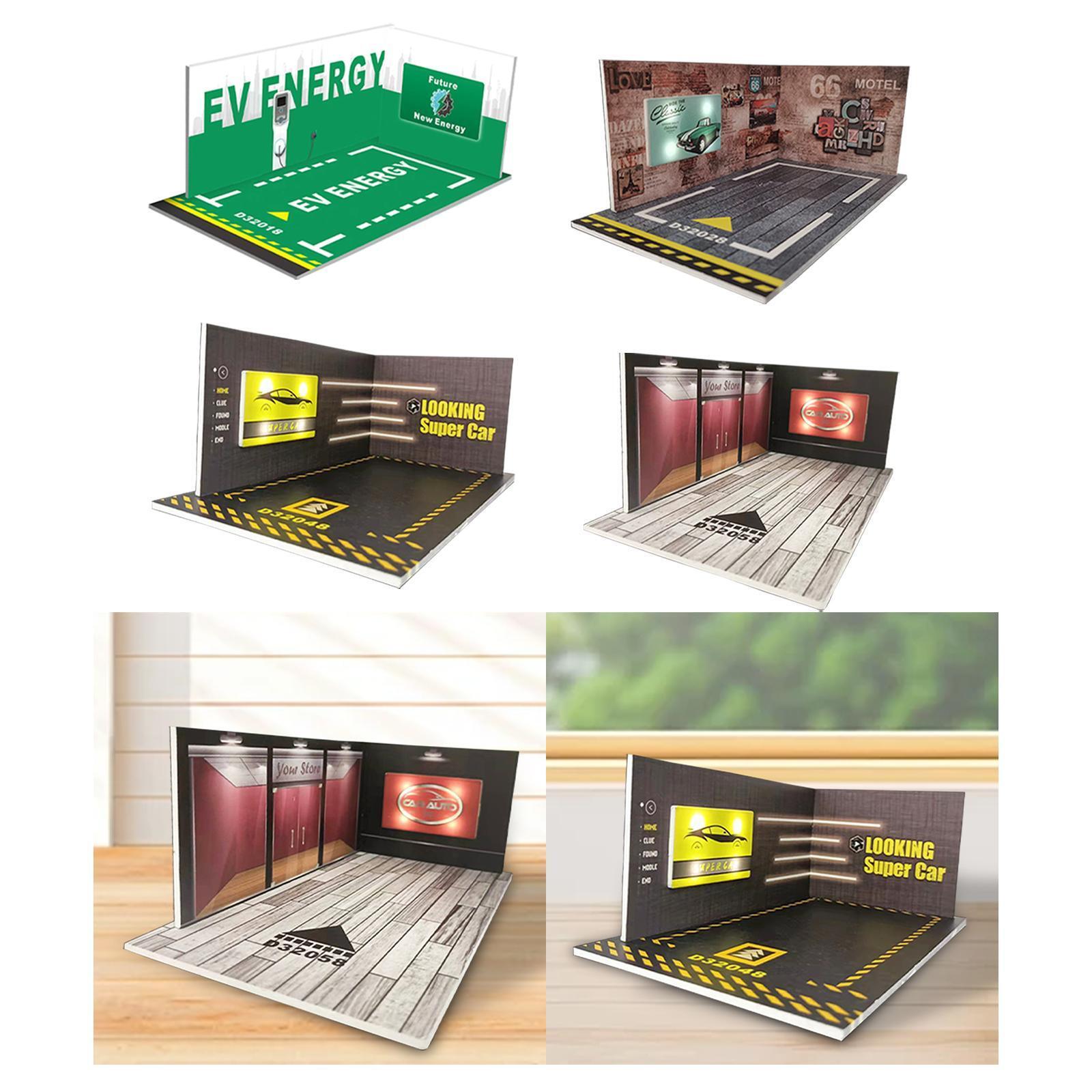 1/24 Garage Diecast Display Case with Lights Gift Vehicle Scene Toy Collection