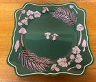 Anthropologie Elin Dinner Plate Mushroom Fern Woodland Stoneware Green EUC