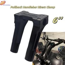 Black 6" Pullback Handlebar Risers Clamp For Harley 1" Handlebar Softail Touring