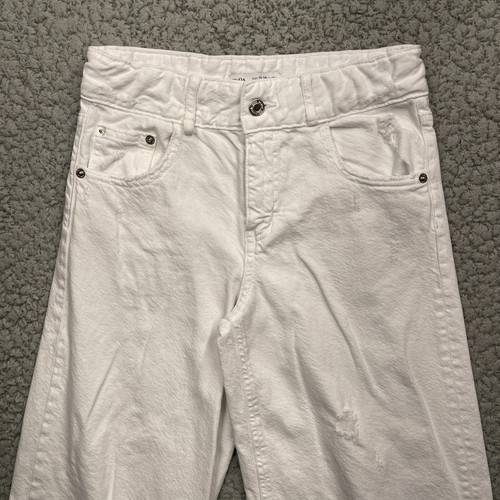 Zara Wide Leg Jeans Youth Girls 13-14 White Flare Denim 28X27 - Picture 2 of 12