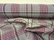 Next faux wool CHECK FABRIC UPHOLSTERY MATERIAL FIRE RETARDANT 140cms raspberry