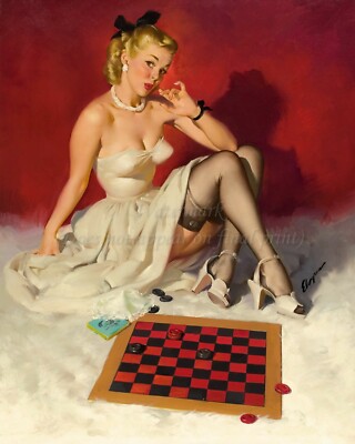 GIL ELVGREN Pin-Up Poster or Canvas Print ''Check and Double Check'' #33