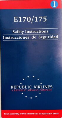 Republic Airways Airlines Safety Card - Embraer 170/175 - R1 2016