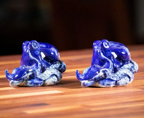 Blue Sky CLAYWORKS Salt & Pepper Shaker Set BLUE OCTOPUS NEW w/tag📦SHIPS FREE📦