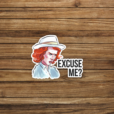 Retro Redhead Woman Excuse Me Sticker - Sassy Vintage Pop Art Decal #338