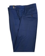 Boys Blue Suit Pants 100 Wool Flat Front Adjustable 22-23" Waist