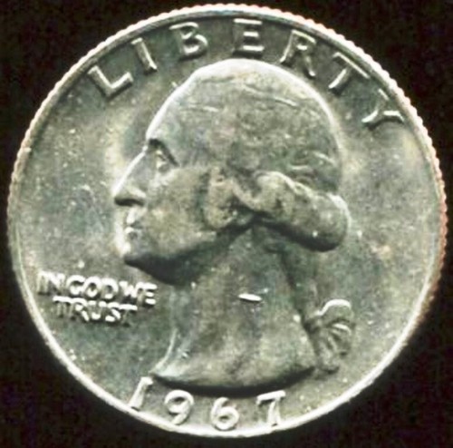 MÜNZE - WASHINGTON QUARTER-DOLLAR 1967 - Briefe + Daten gut definiert KM164A - C129