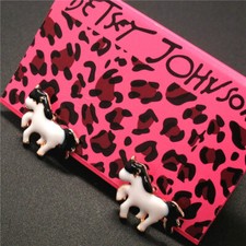 New Fashion Women Black Enamel Cute unicorn Lady Jewelry Earrings Gift