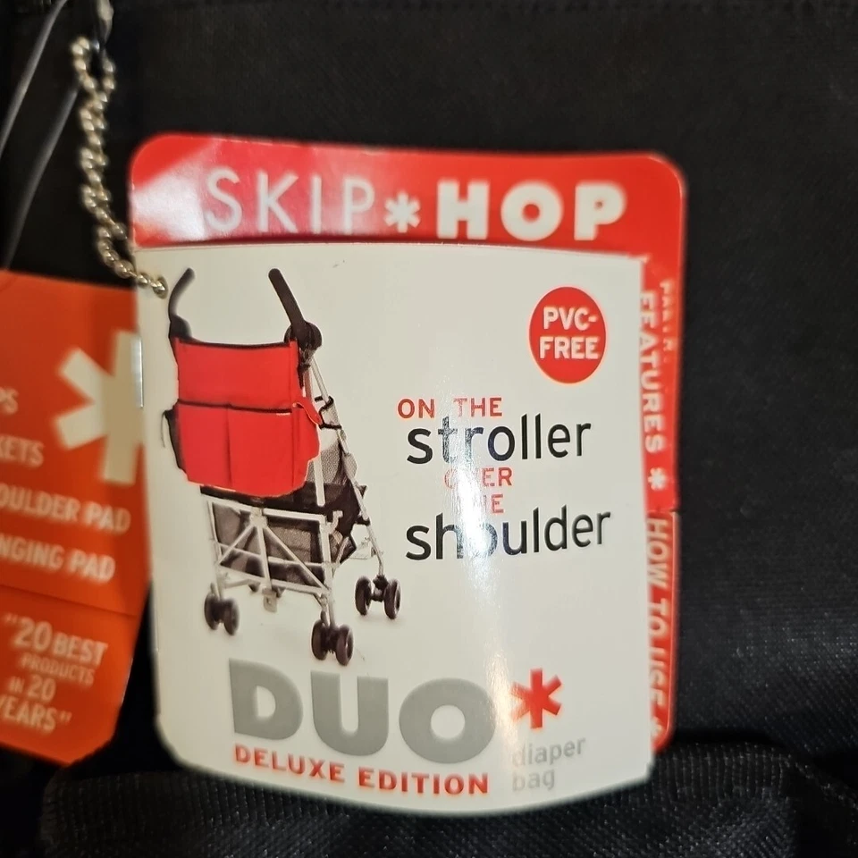 SKIP HOP Bag Duo Delux Diaper Baby Messenger & Black w/Straps Changing Tote - Image 2 of 4