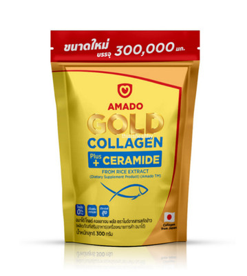 Amado Gold Collagen Tripeptide Colligi Plus Rice Ceramide Extract Vitamin 300g.
