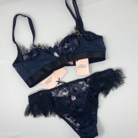 Agent Provocateur Macey Navy Black 32D/3 Set NWT $1,350 *SALE*