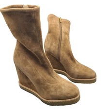 Veronica Beard Women Boots ARLO Brown Hazelwood Suede Stretch Wedge Size 10 New