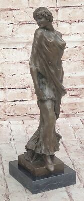 SIGNED BRONZE STATUE ART HIGHLY DETAILED HANDCRAFTED SCULPTURE ON MARBLE SALE